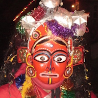 Lakhe Dancer on Mukut during Bhairab Dance in Pokhara in 2006